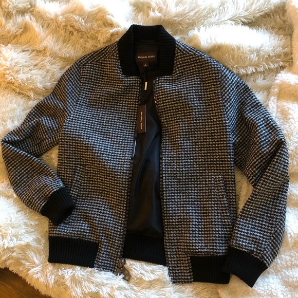 Michael Kors Mens Houndstooth Bomber 